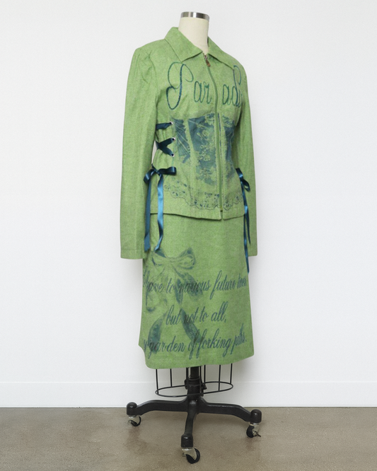 the "Paradox" jacket and skirt set