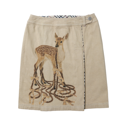 reworked Burberry midi skirt