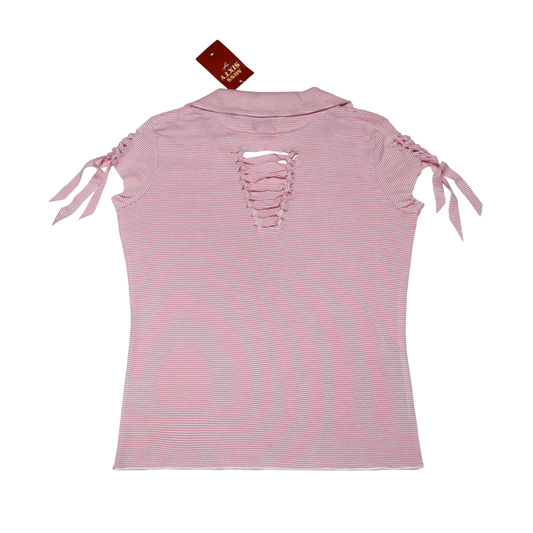 reworked Miss Sixty striped knit polo