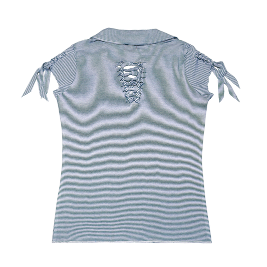 reworked Miss Sixty striped knit polo