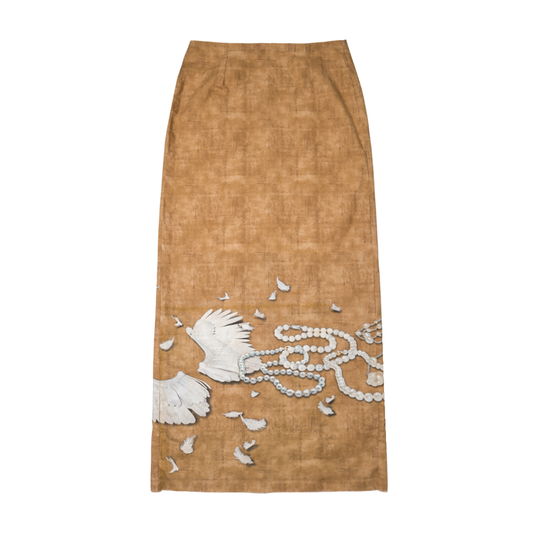 woodgrain maxi skirt
