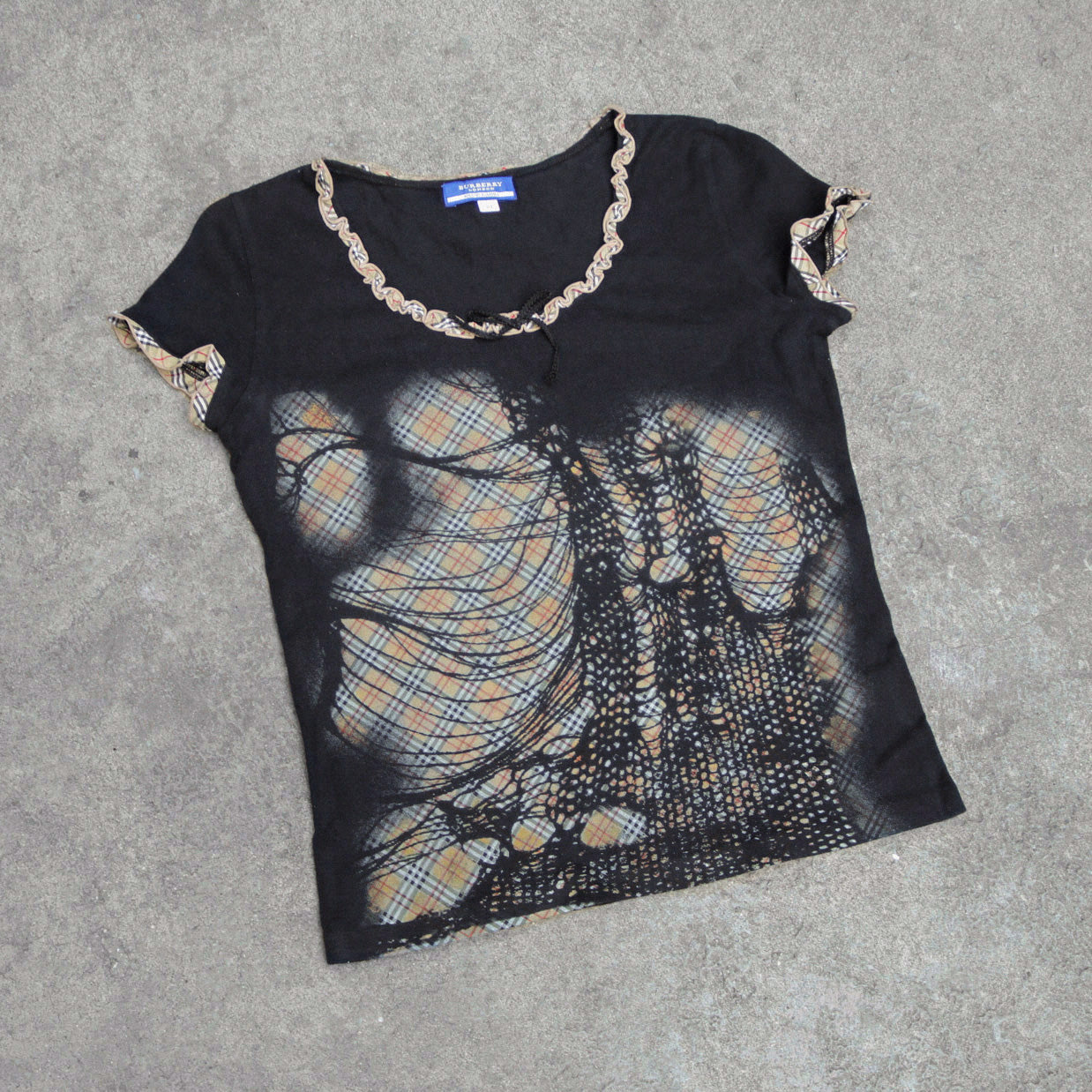 reworked Burberry nova check print top