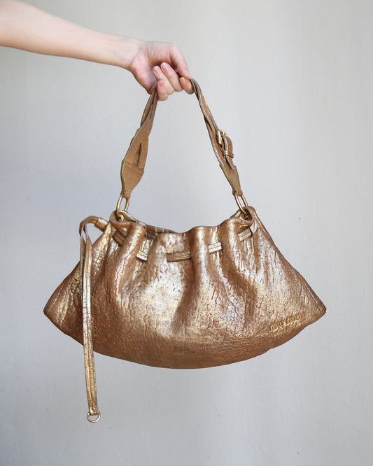 Miu Miu metallic distressed leather hobo bag
