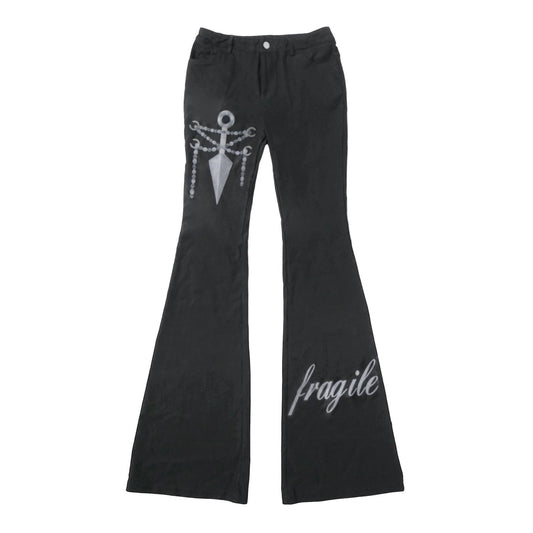 kunai graphic print flare pants