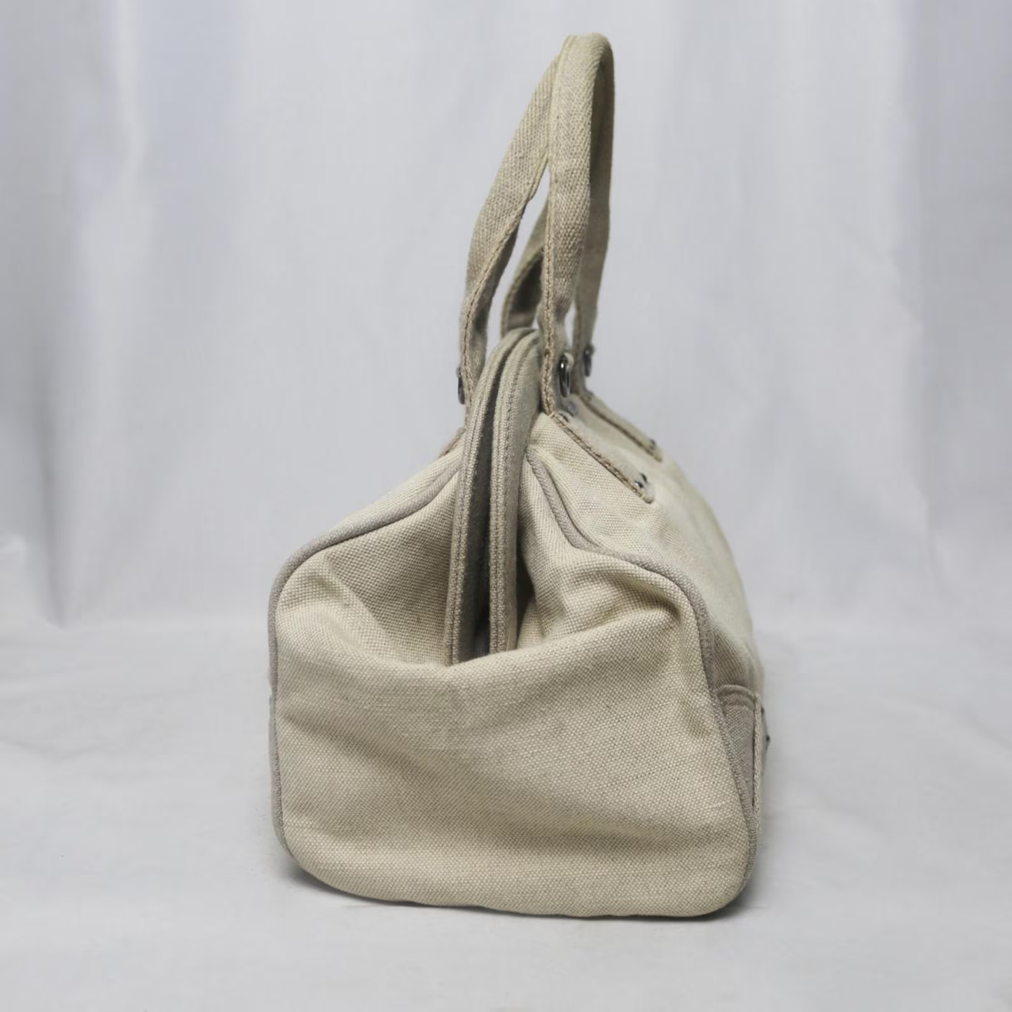 Prada canvas frame bowling bag