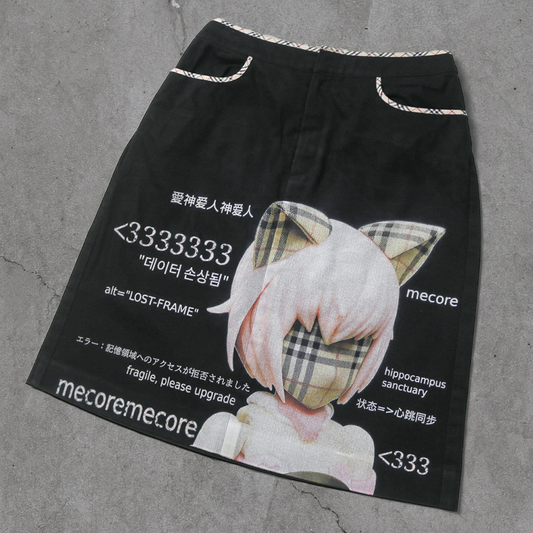 reworked Burberry skirt