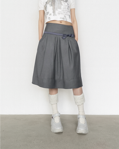 bow tie low rise midi skirt