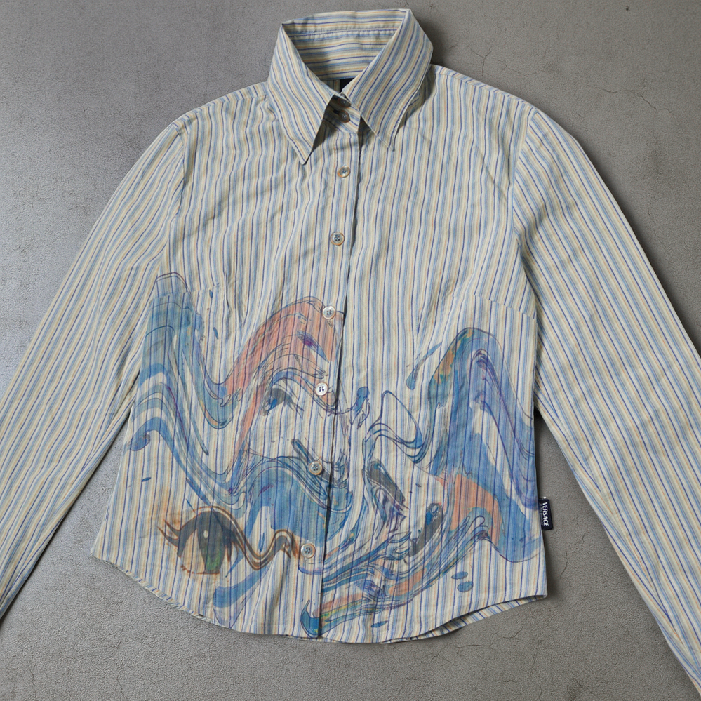 reworked Versace striped shirt