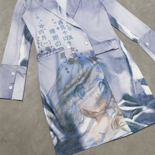 dreamcore wave print trench coat