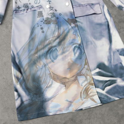 dreamcore wave print trench coat