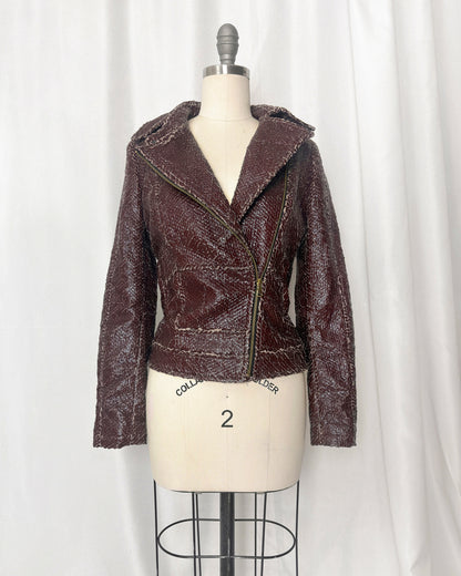 Van Caloen distressed leather biker jacket - Size 38