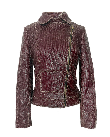 Van Caloen distressed leather biker jacket - Size 38