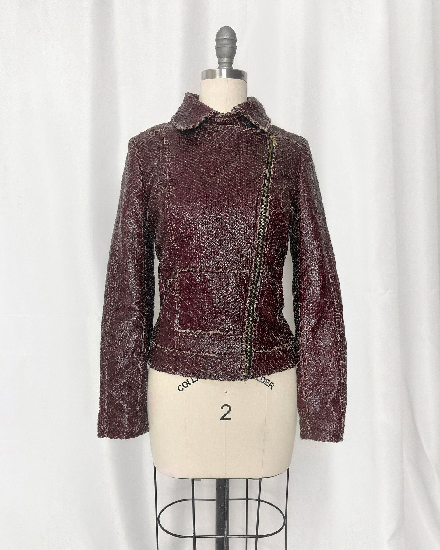 Van Caloen distressed leather biker jacket - Size 38