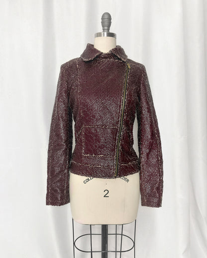 Van Caloen distressed leather biker jacket - Size 38
