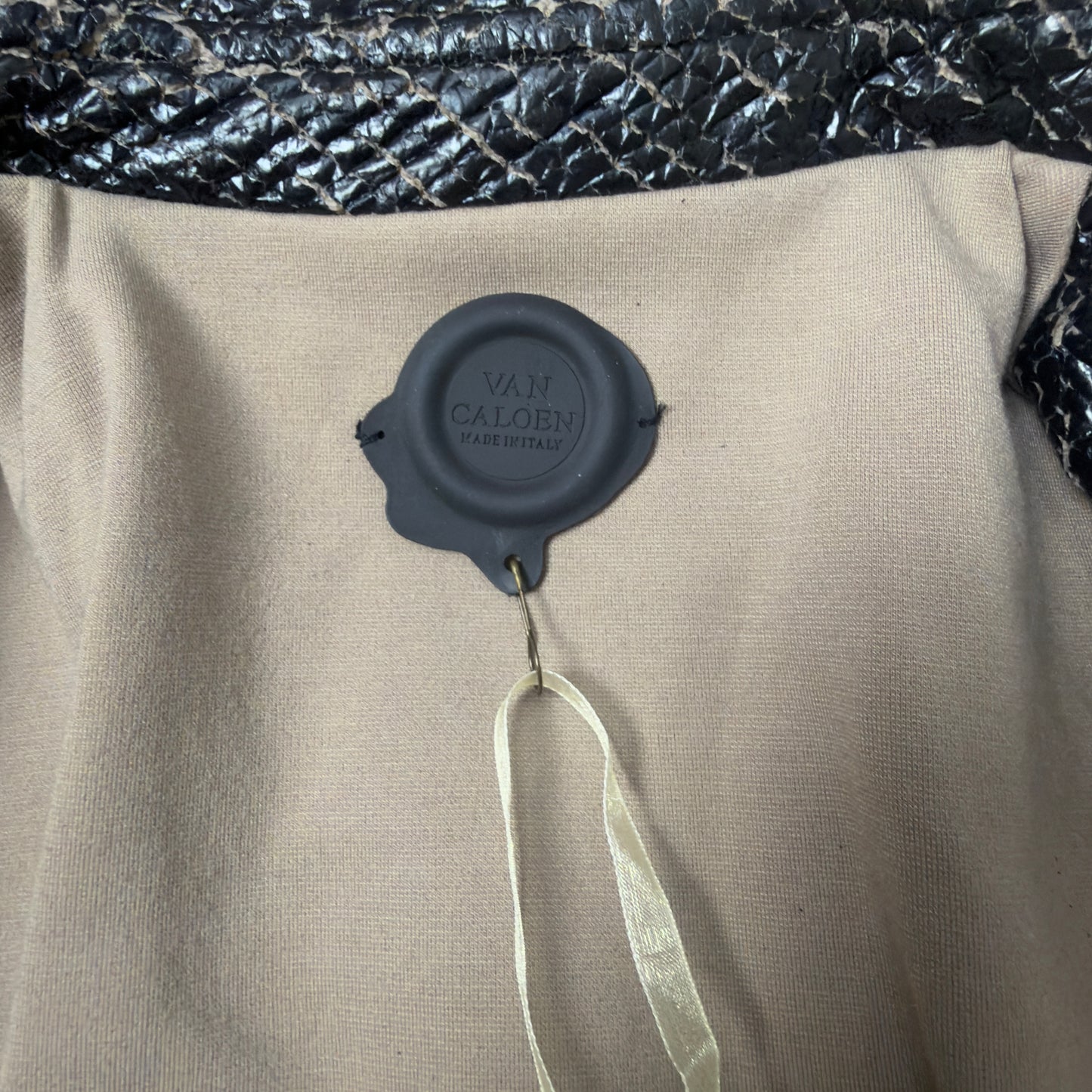 Van Caloen distressed leather biker jacket - Size 40