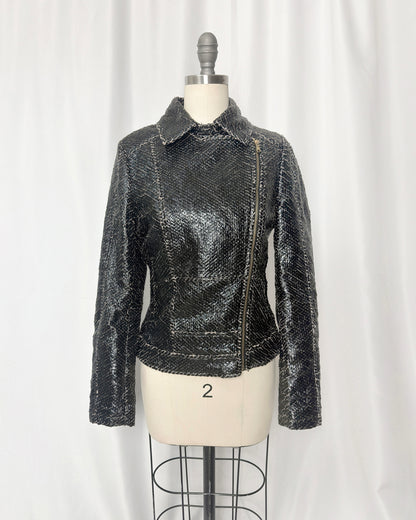 Van Caloen distressed leather biker jacket - Size 40