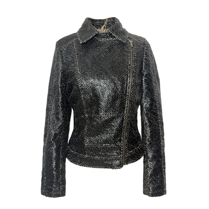 Van Caloen distressed leather biker jacket - Size 40