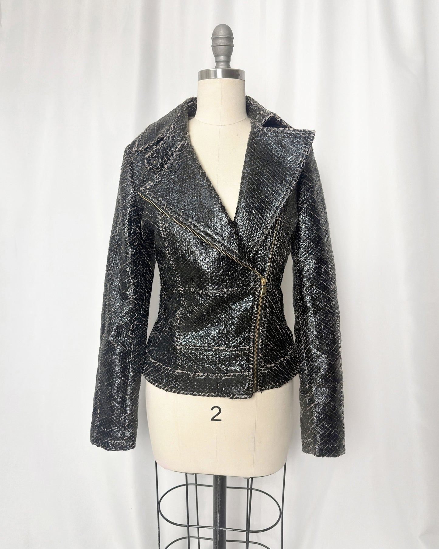 Van Caloen distressed leather biker jacket - Size 40