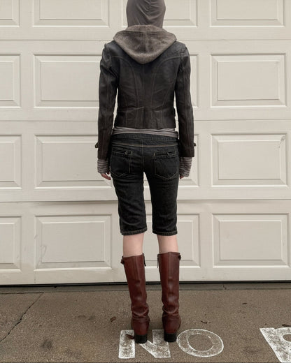 reworked veg tan leather jacket - Size M