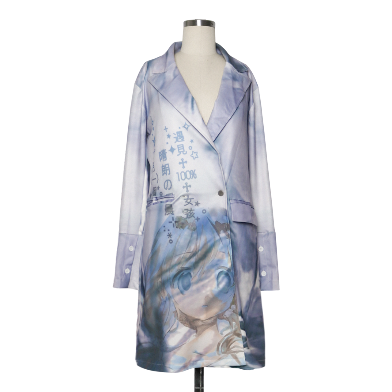 dreamcore wave print trench coat