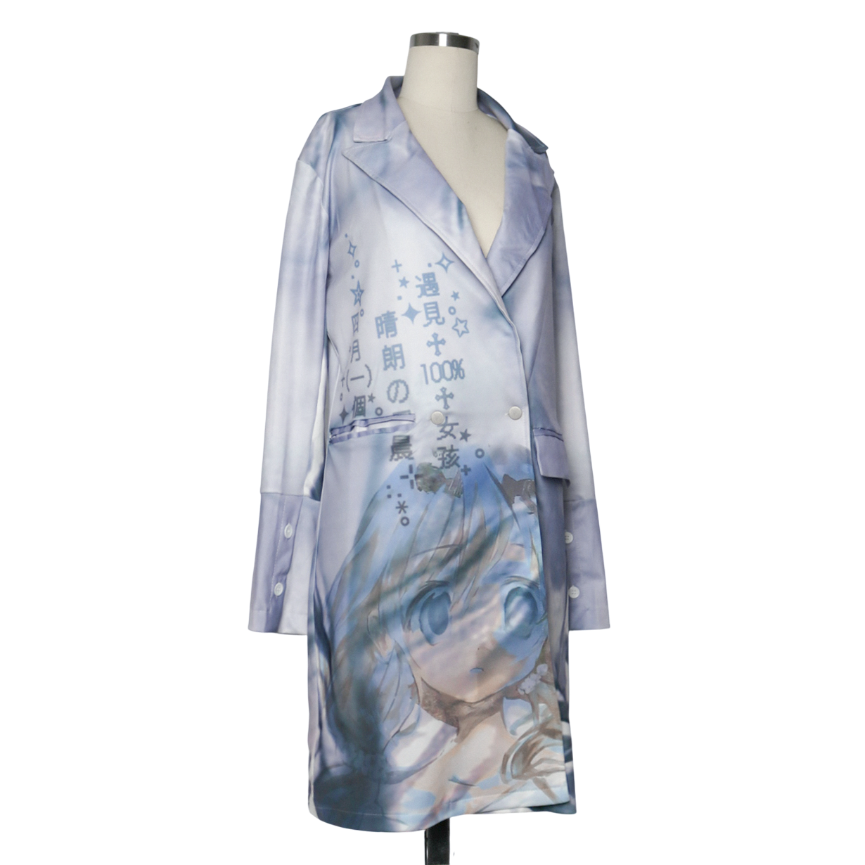 dreamcore wave print trench coat