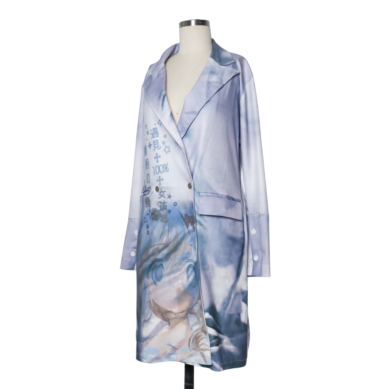 dreamcore wave print trench coat