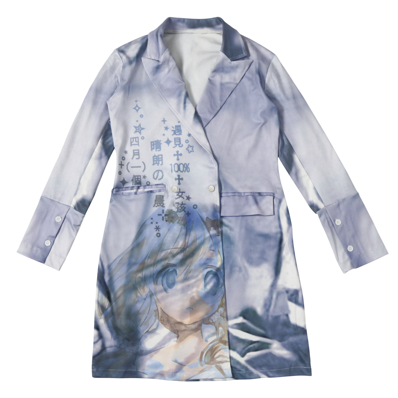 dreamcore wave print trench coat