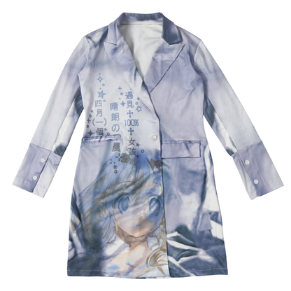 dreamcore wave print trench coat