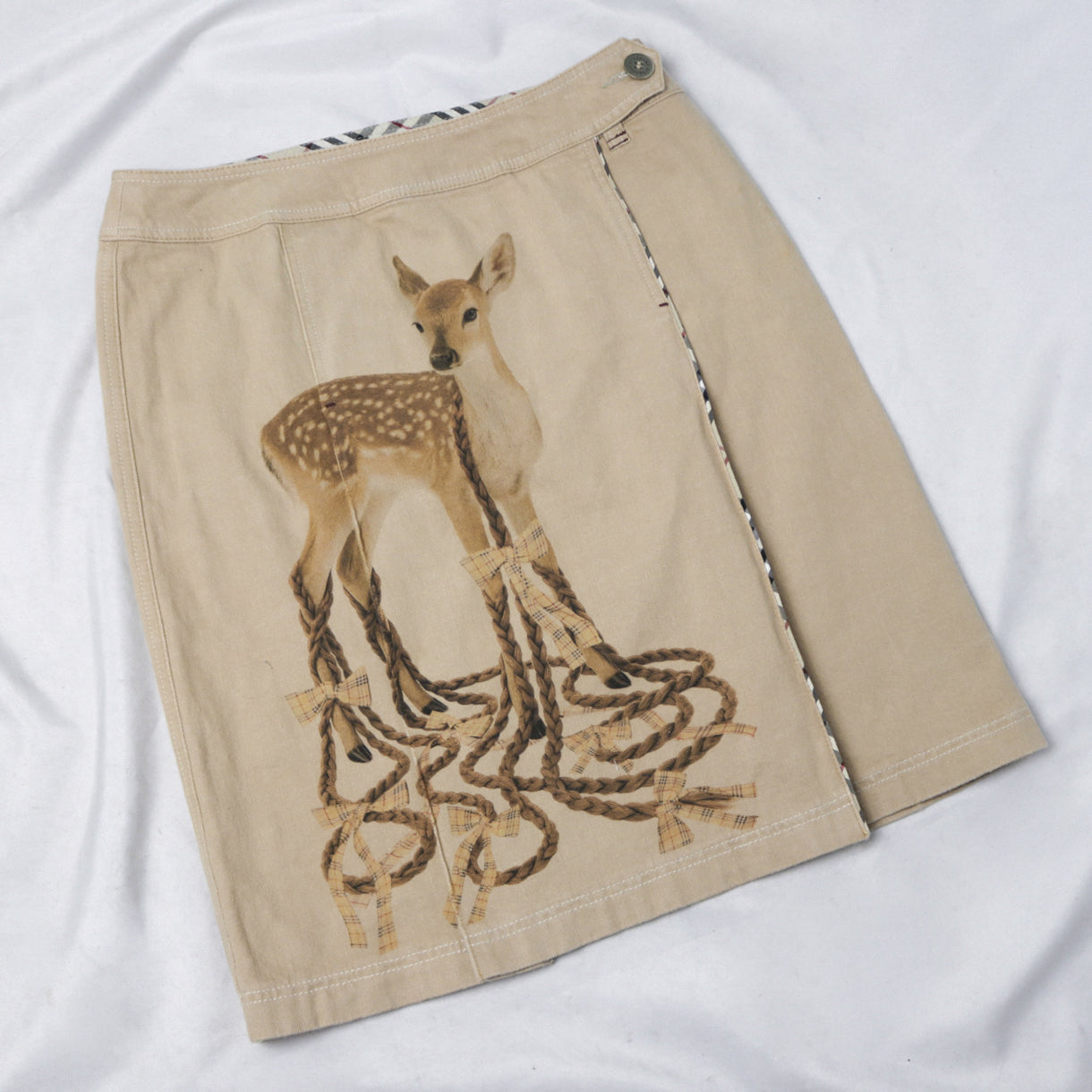 reworked Burberry midi skirt