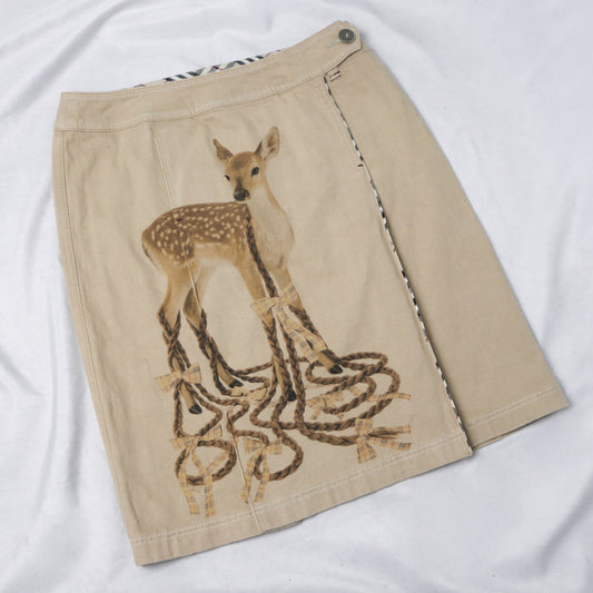 reworked Burberry midi skirt