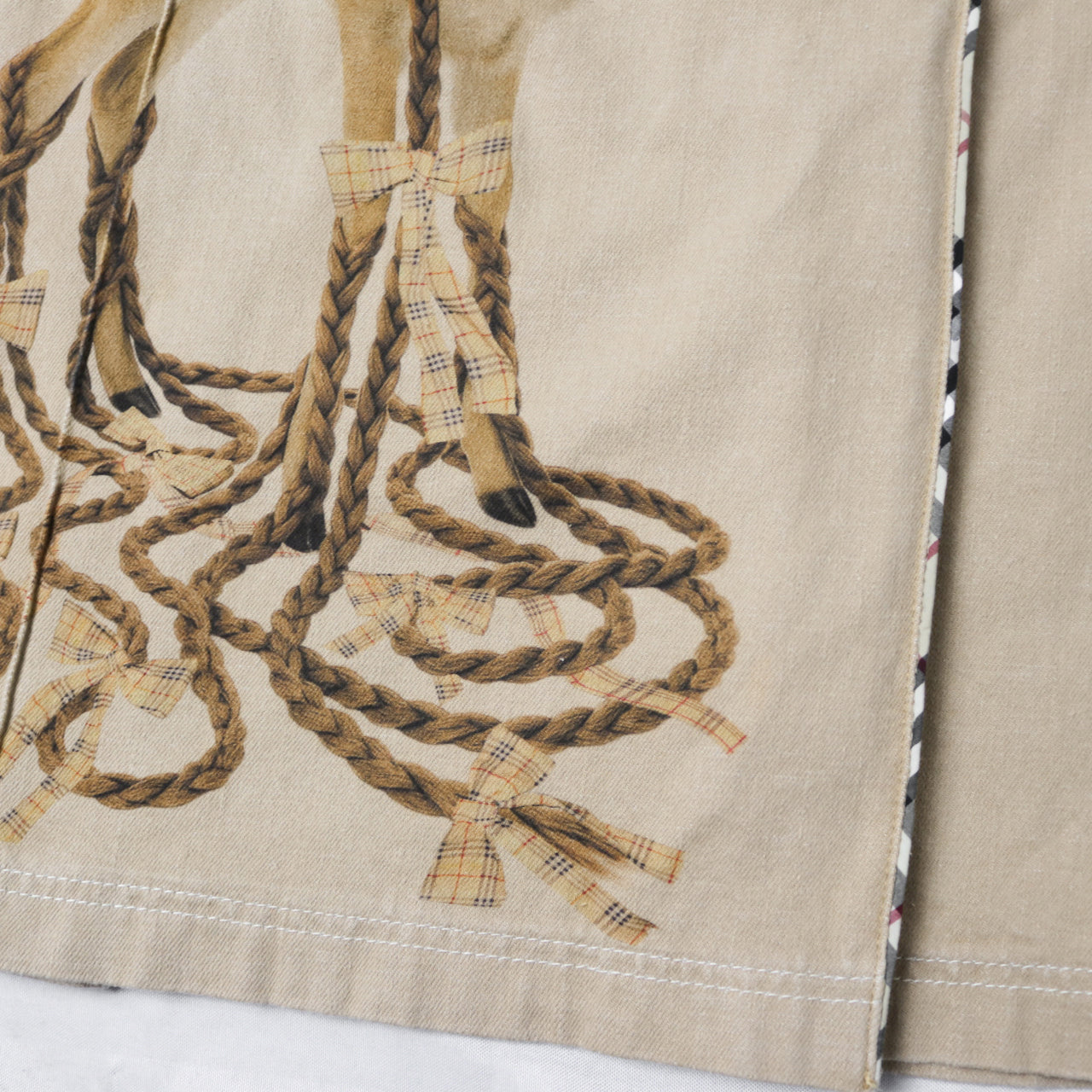 reworked Burberry midi skirt