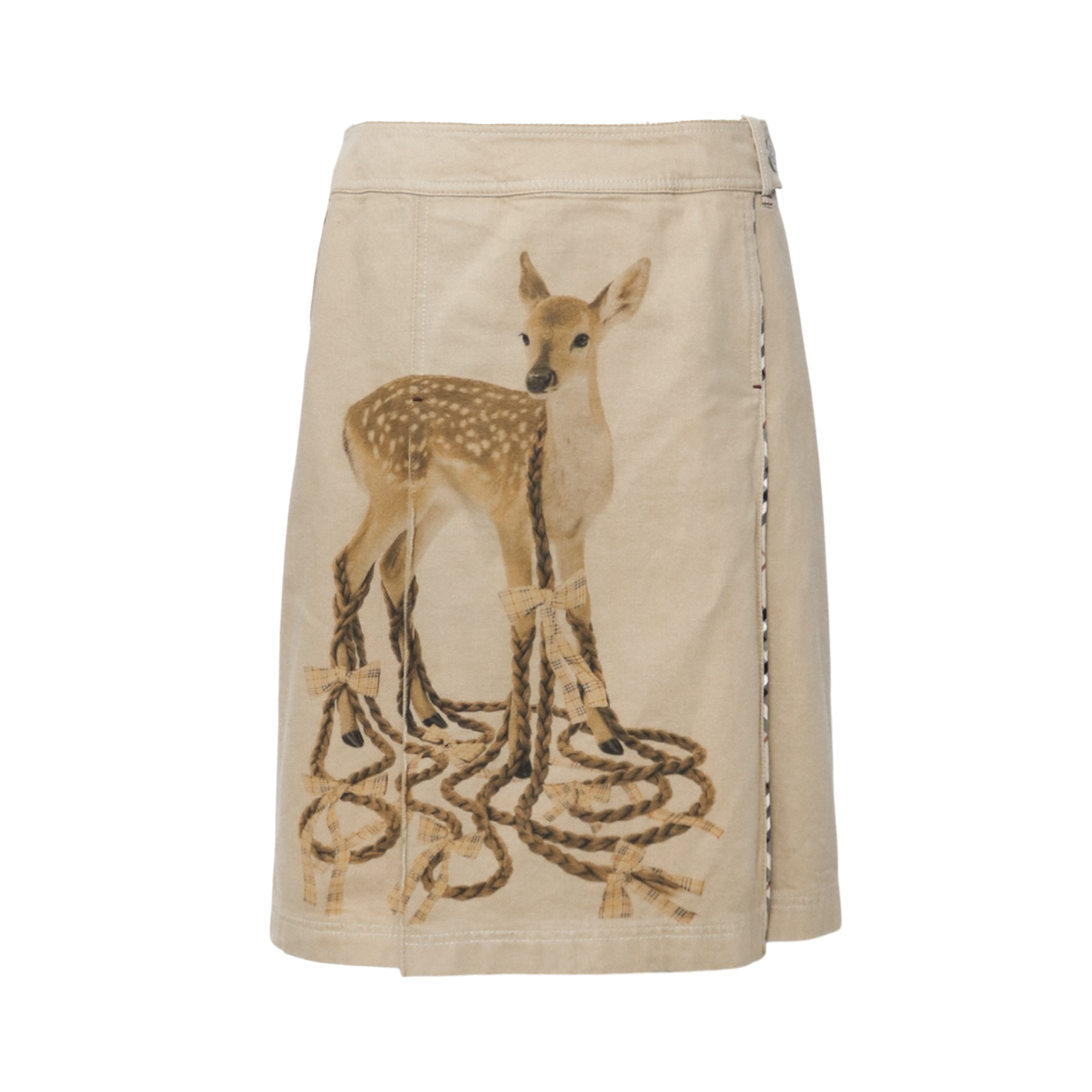 reworked Burberry midi skirt