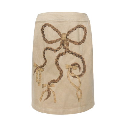 reworked Burberry midi skirt