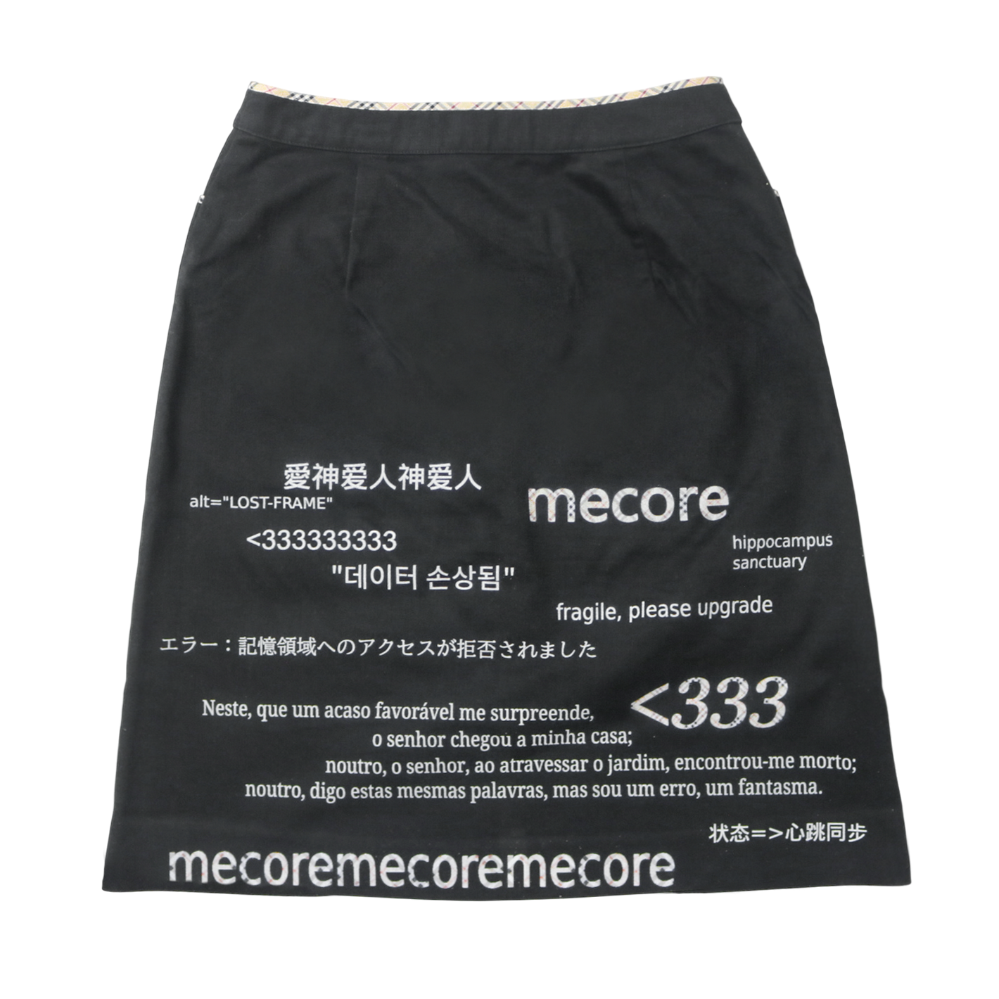 reworked Burberry skirt