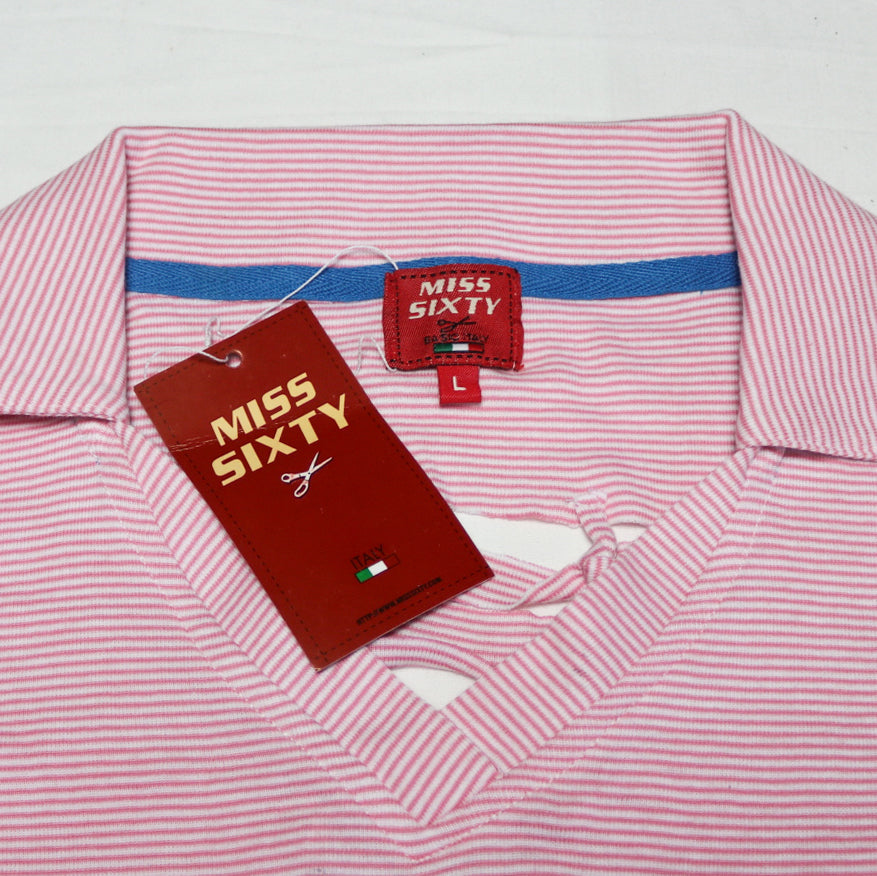 reworked Miss Sixty striped knit polo