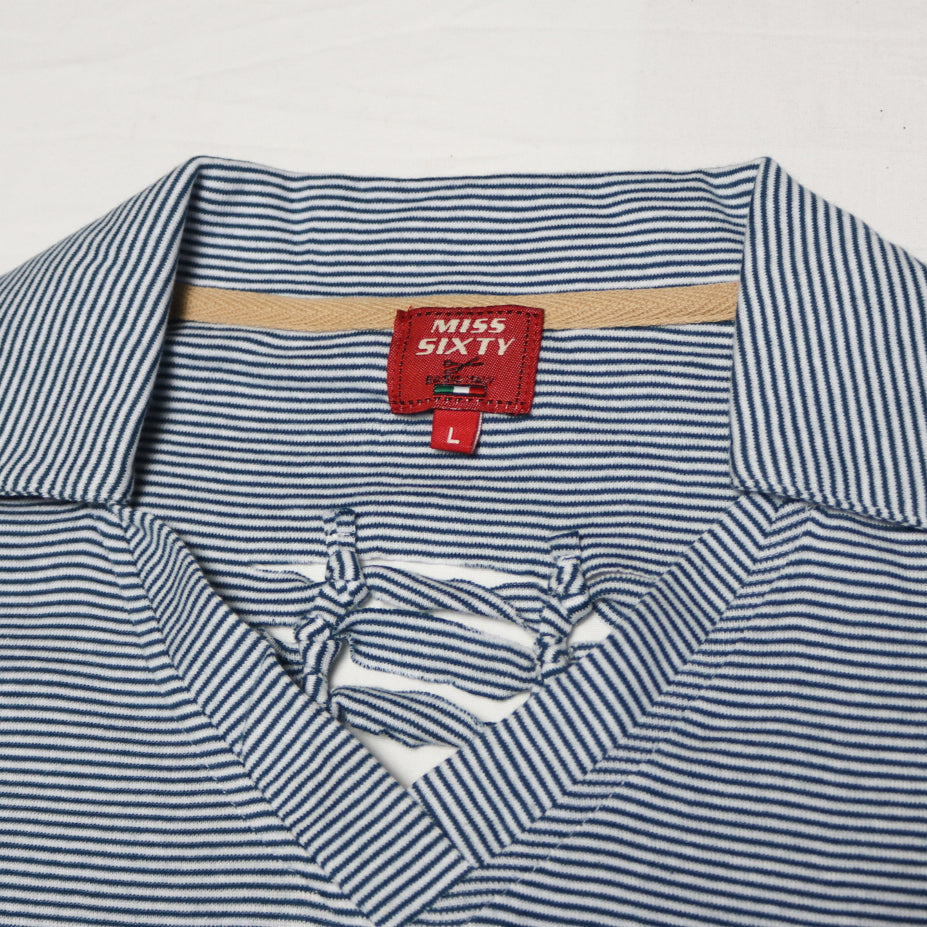 reworked Miss Sixty striped knit polo