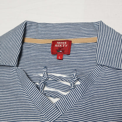 reworked Miss Sixty striped knit polo