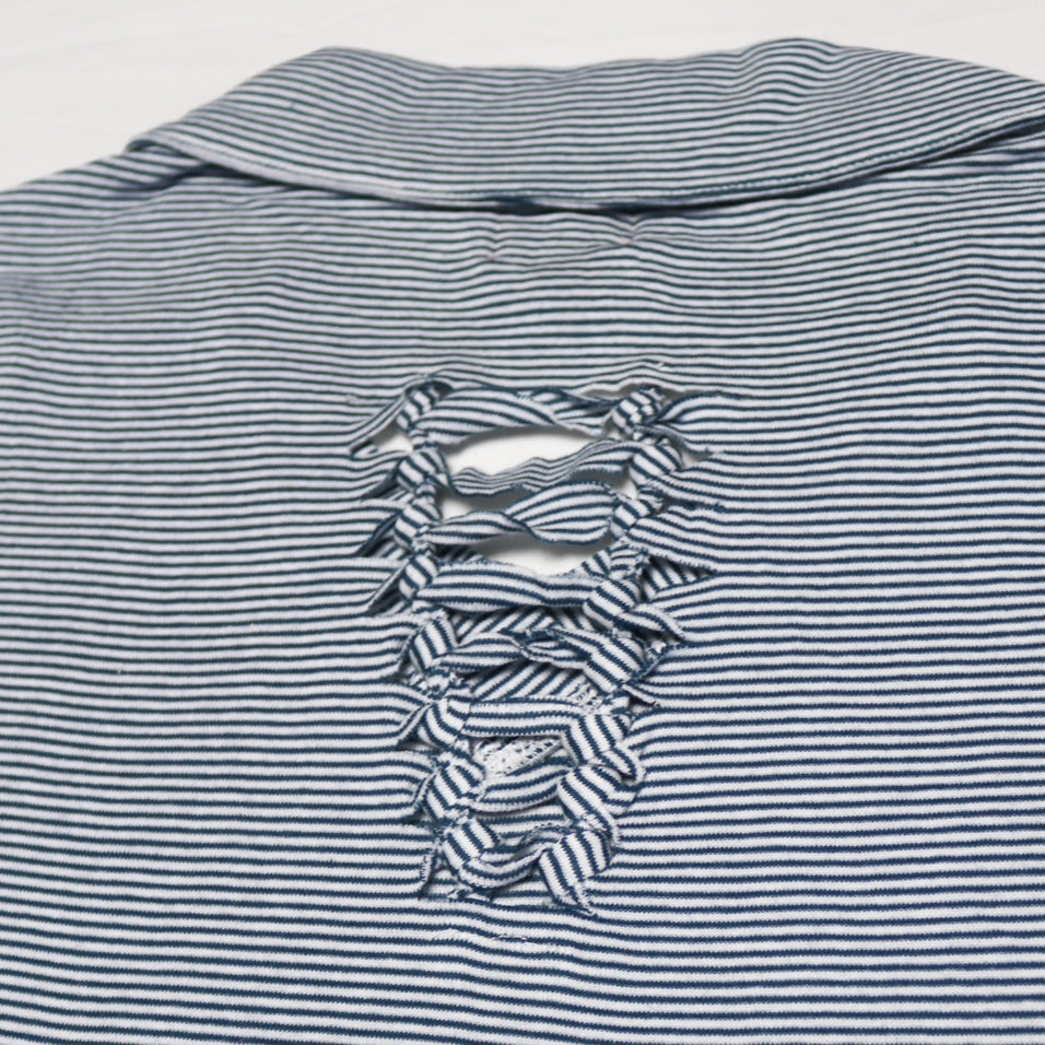 reworked Miss Sixty striped knit polo