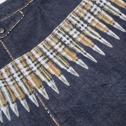 reworked Burberry denim midi skirt