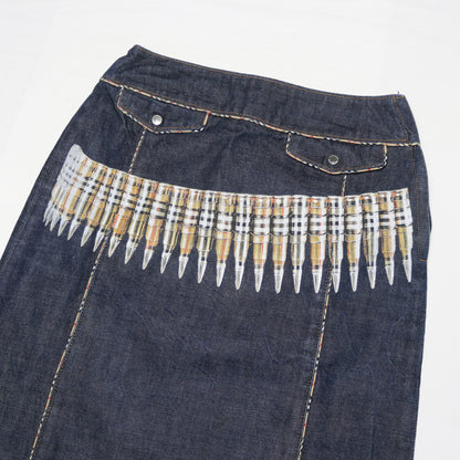 reworked Burberry denim midi skirt