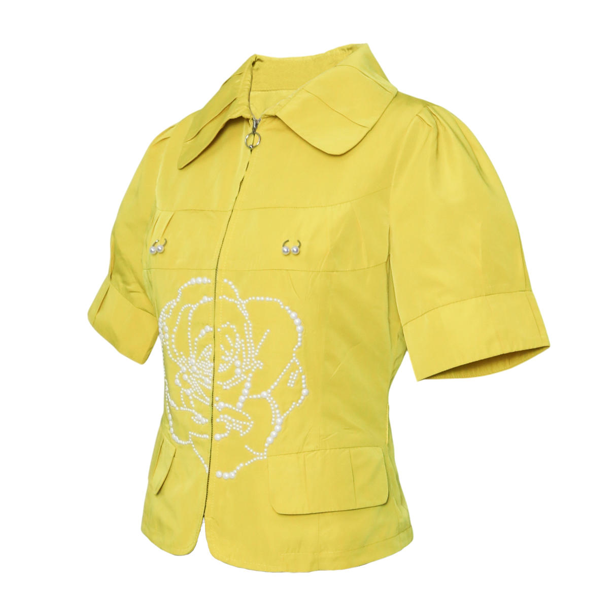 pearl embellished zip jacket