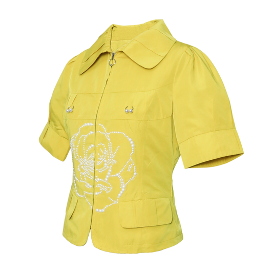 pearl embellished zip jacket