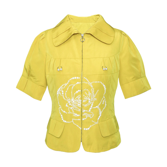 pearl embellished zip jacket