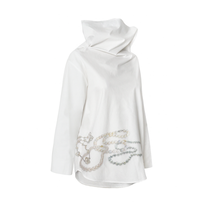 pearl chain crisp blouse