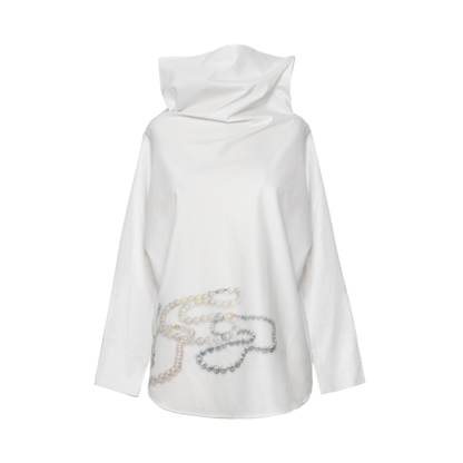 pearl chain crisp blouse