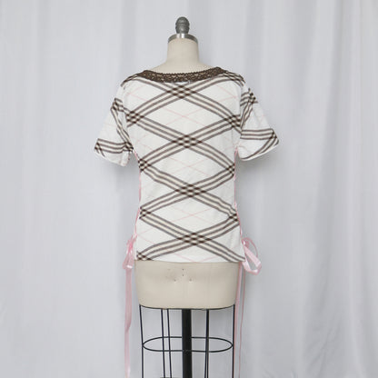 reworked Burberry ribbon T-shirt