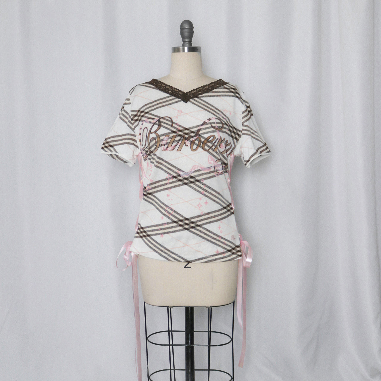 reworked Burberry ribbon T-shirt