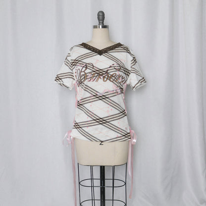 reworked Burberry ribbon T-shirt