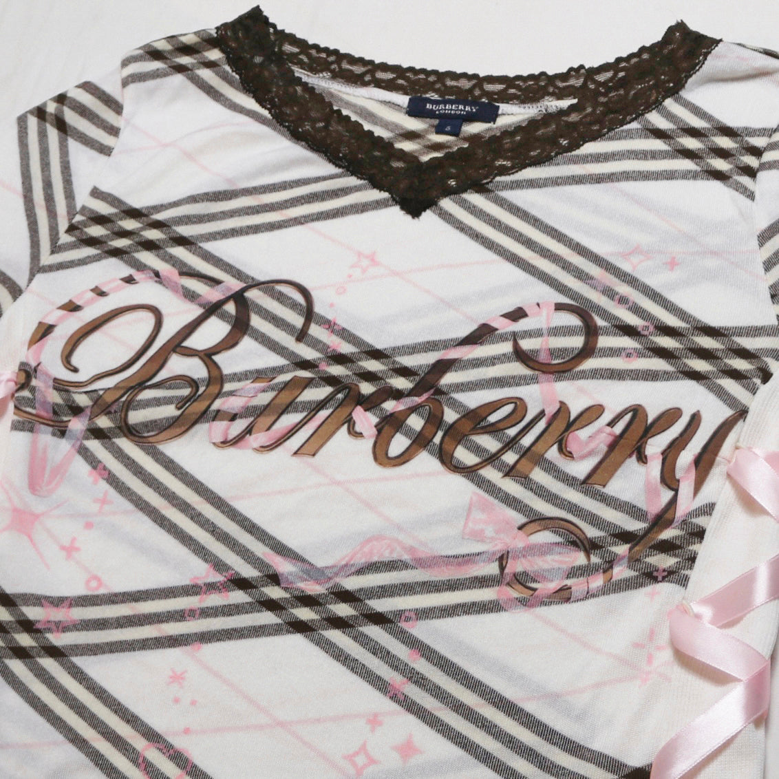 reworked Burberry ribbon T-shirt