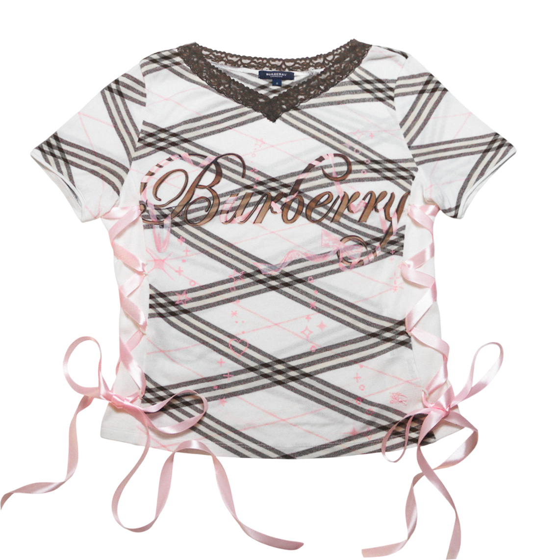 reworked Burberry ribbon T-shirt